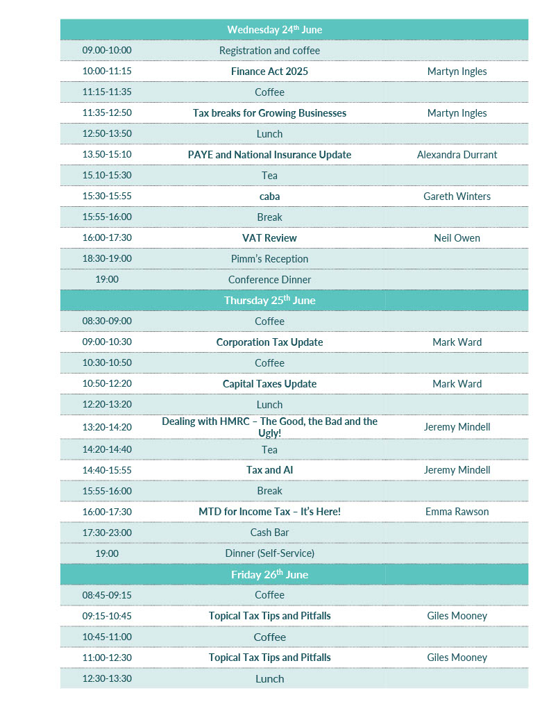 2026 Taxation Conference Timetable