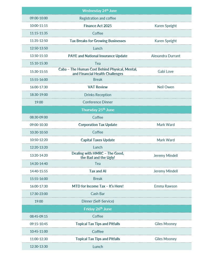 2026 Taxation Conference Timetable Updated