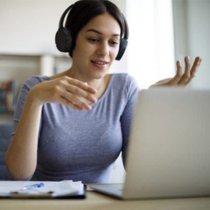 Woman with headset